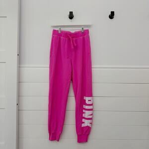 Women’s Victoria’s Secret PINK Hot Pink Jogger Spell Out Sweatpants Small S